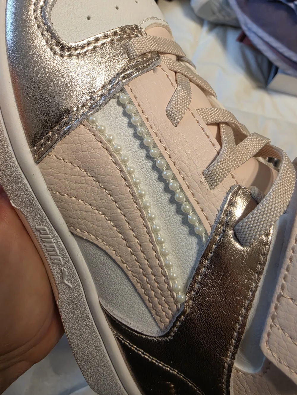 PUMA Kids' Pink & Silver High-Top Sneakers